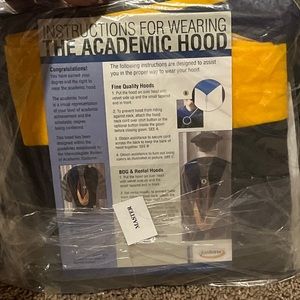 Jostens Matte Black Gold Masters Robe Hood Cap Graduation Set Size 5’ 07-5’09”